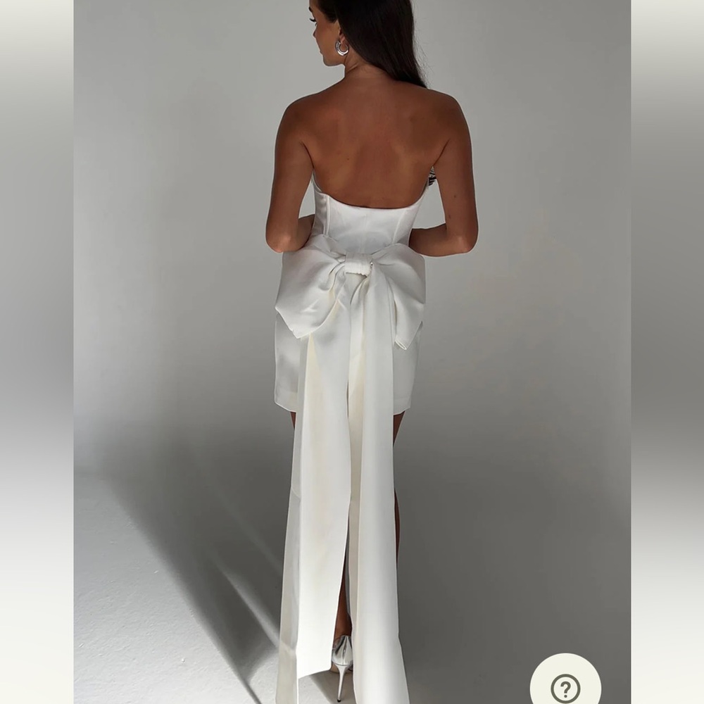 Meshki White Strapless Dress with Bow Detail